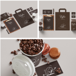 PS样机设计素材|高档咖啡店奶茶饮品VI品牌纸杯包装袋贴图模版设计素材