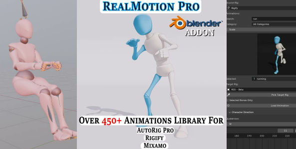 告别手K动画！RealMotion Pro v1.57.6：您的Blender专业级角色动画动作库插件