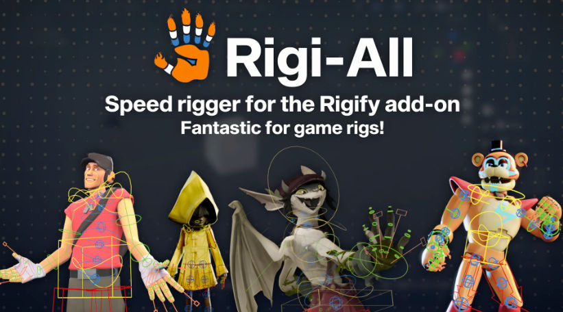 Rigi-All v1.5.1 for Blender：一键生成人形角色骨骼，快速入门3D动画！