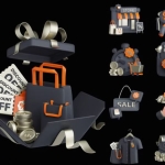 Blender电商3D图标素材包（25款）：卡通风格购物主题免抠模型，直接拖拽使用！