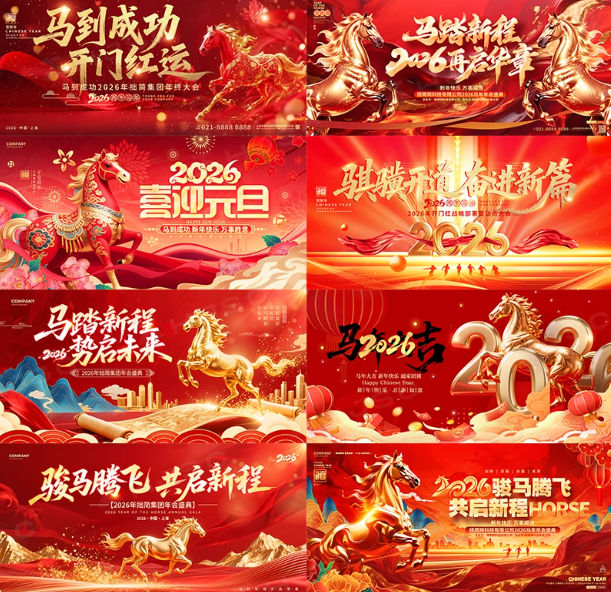 红色商务PPT大全：232套企业年会/开门红/工作总结专业模板套装