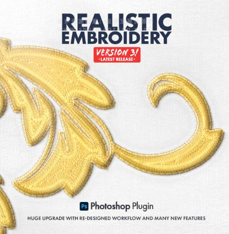 PS插件 | Realistic Embroidery 3.0：一键生成逼真刺绣效果，设计师的“数字缝纫机”！